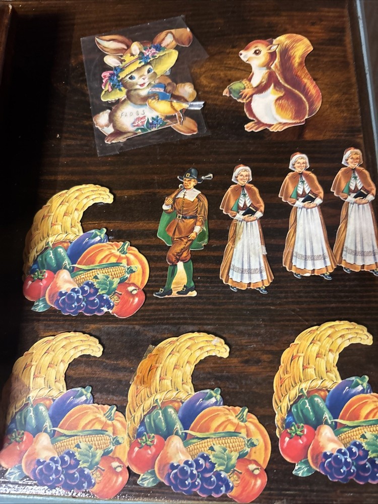 VTG 80s Halloween/Thanksgiving Die Cut Thin Cornucopia And Other Miscellaneous