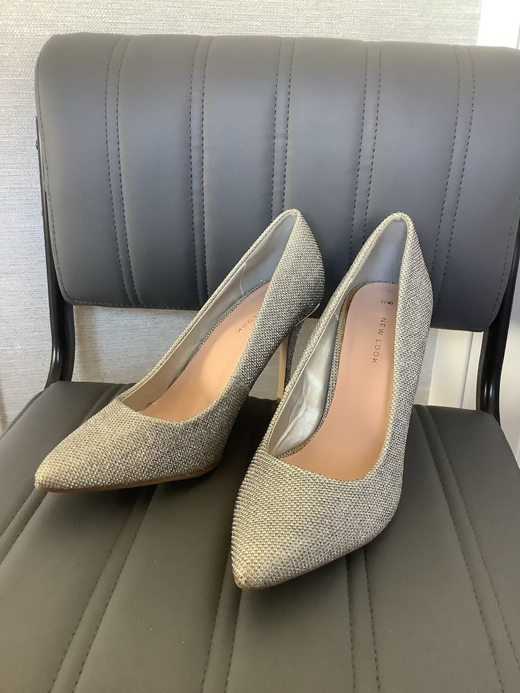 New Look Silver Sparkly Stiletto Heels Size 7/40