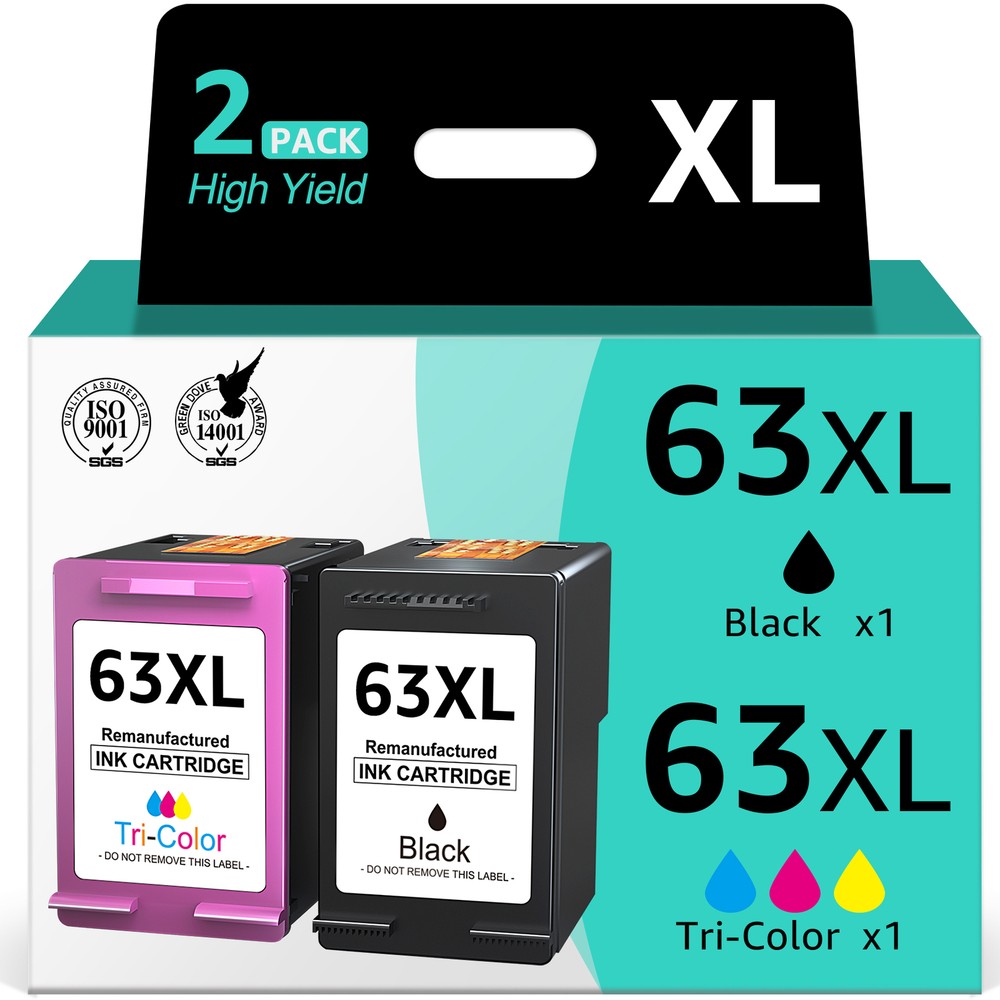 63XL Ink Cartridge for HP 63 OfficeJet 3830 4650 4655 5255 ENVY 4512 4516 4511