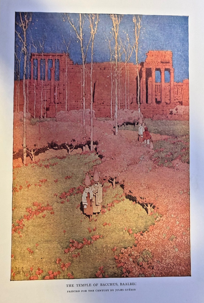 1910 Vintage Magazine Illustration Temple of Bacchus At Baalbed by Jules Guerin