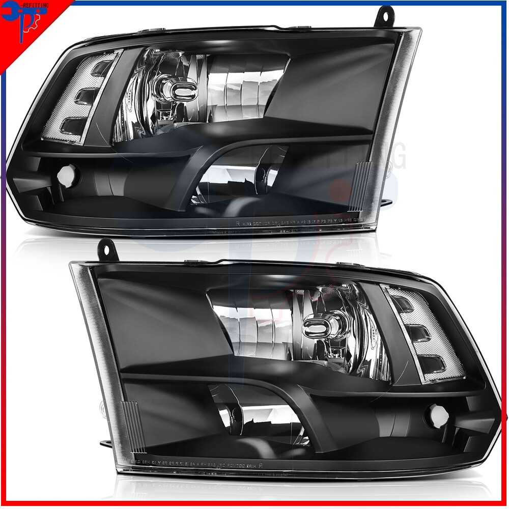Pair Front Headlights Assembly Left + Right Sides For Ram Dodge 1500 2009-2018