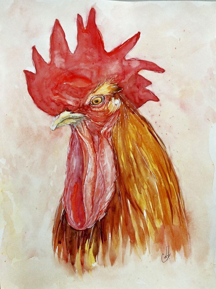 Original Rooster Watercolor Painting - Vibrant Artwork for Home Decor