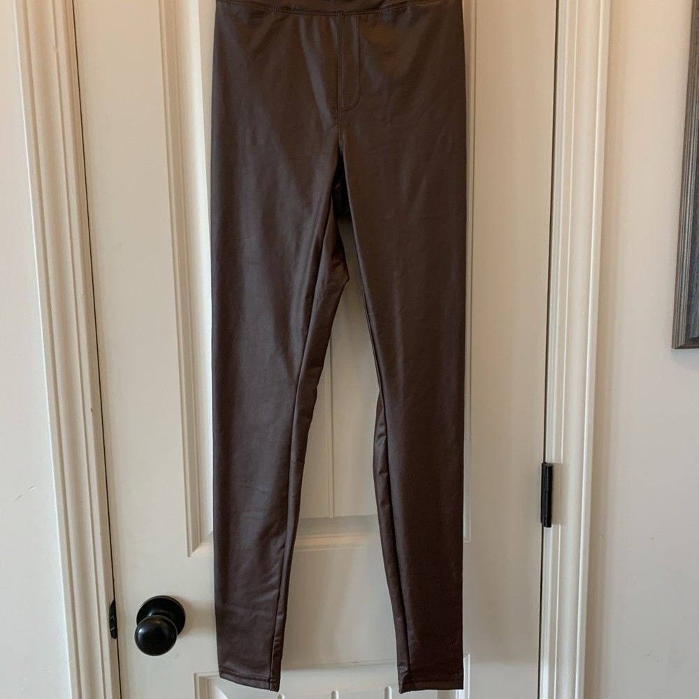 Aerie Offline Small Brown Faux Leather High Waisted Leggings NWT