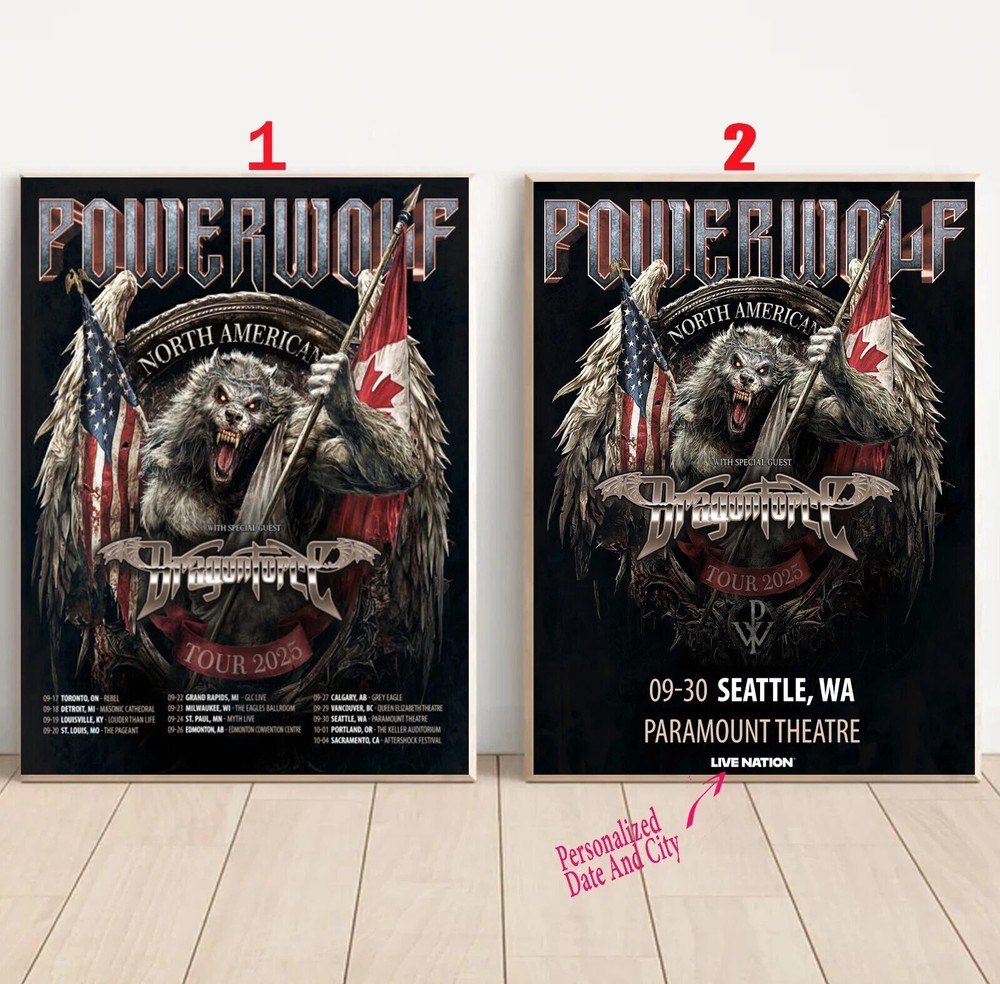 Powerwolf 2025 North American Tour Poster - Custom Wall Art Decor