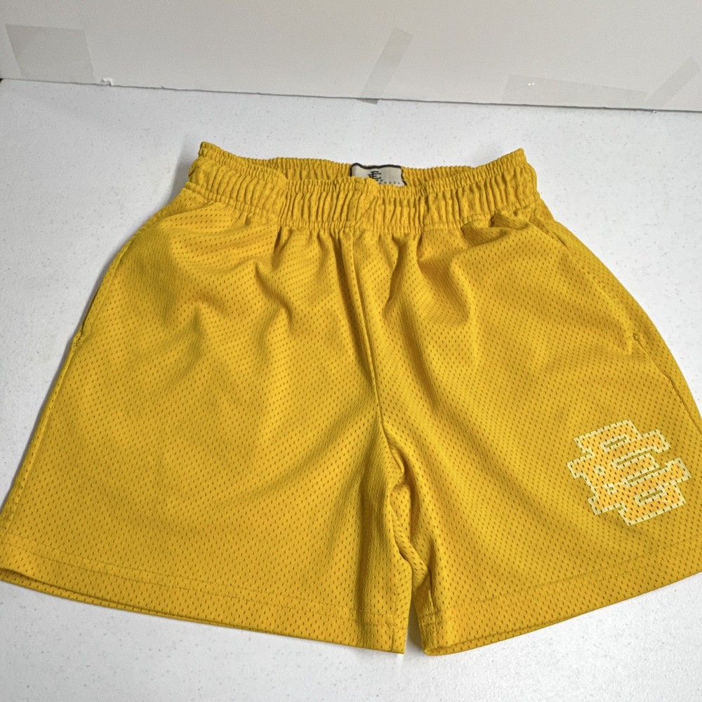 Eric Emanuel Men's Yellow Mesh Athletic Shorts M Drawstring Pockets