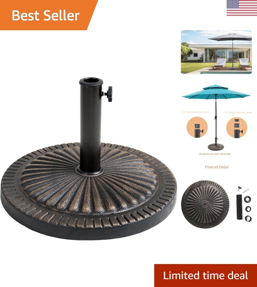40 lb Black Heavy Duty Round Base Stand for Patio Market Umbrella