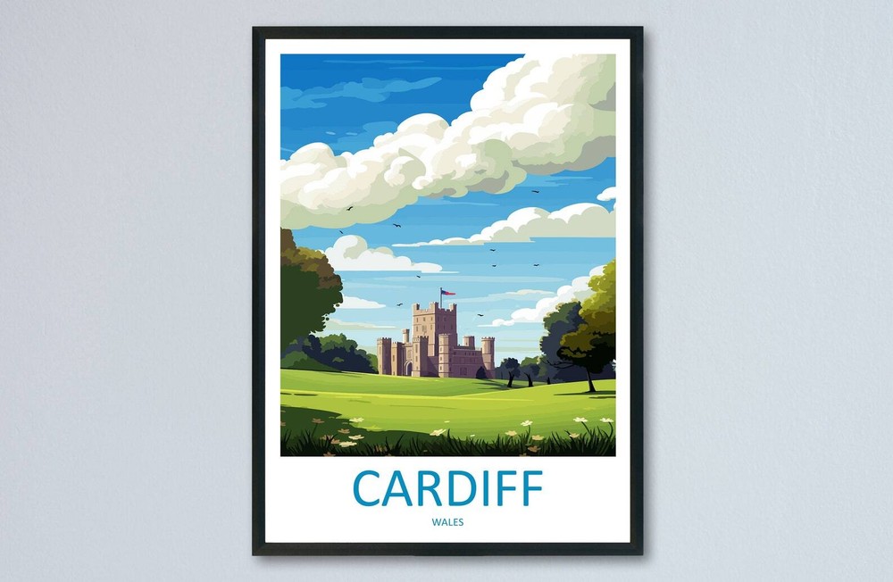 Cardiff Castle Print Cardiff Castle Home Decor Landscape Art Print Cardiff