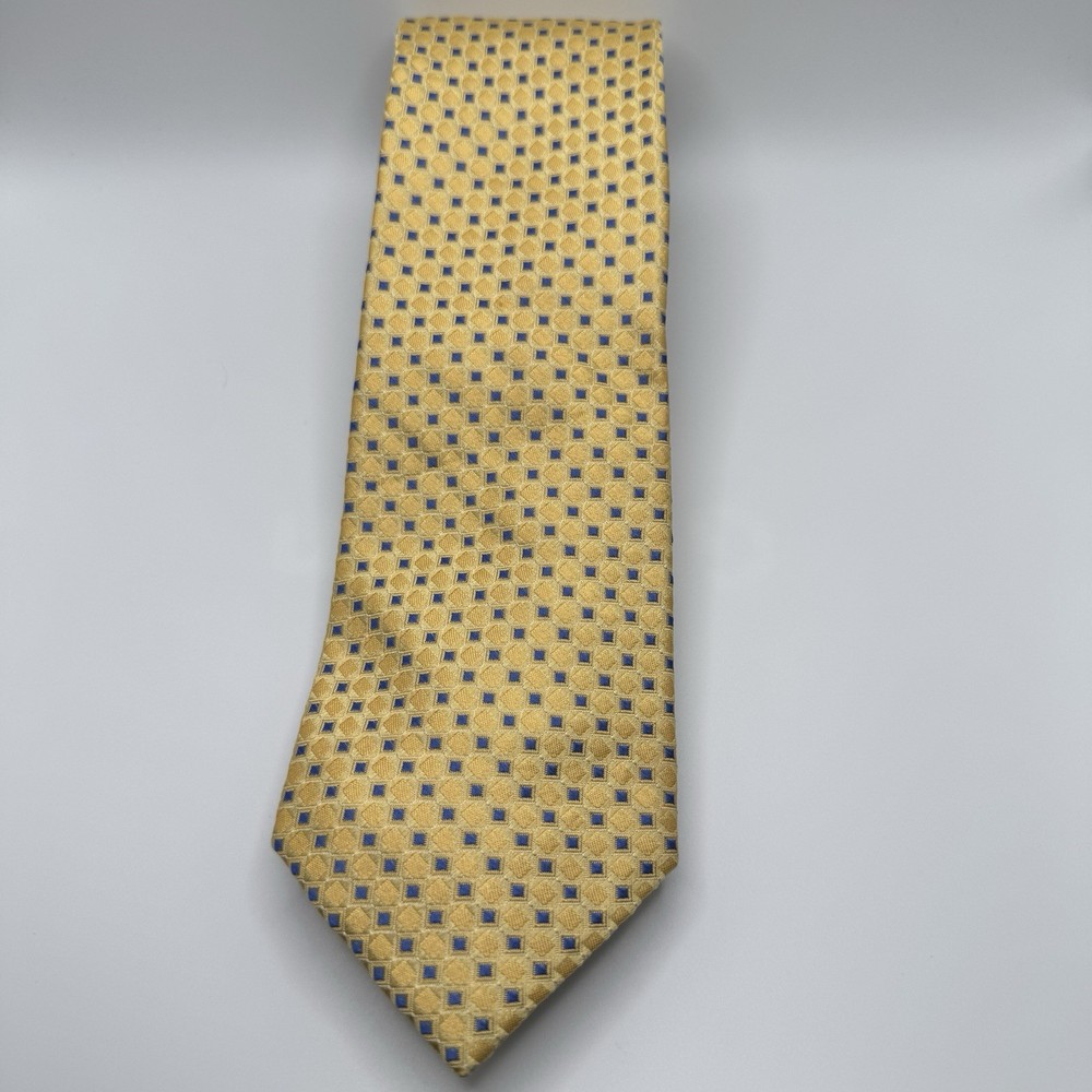 Tommy Hilfiger Yellow & Blue Geometric Silk Classic Tie 3.25”x60”   (T127)