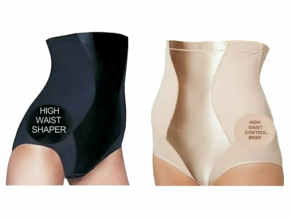 Ladies Firm Control High Waist Satin Panel Briefs Underwear