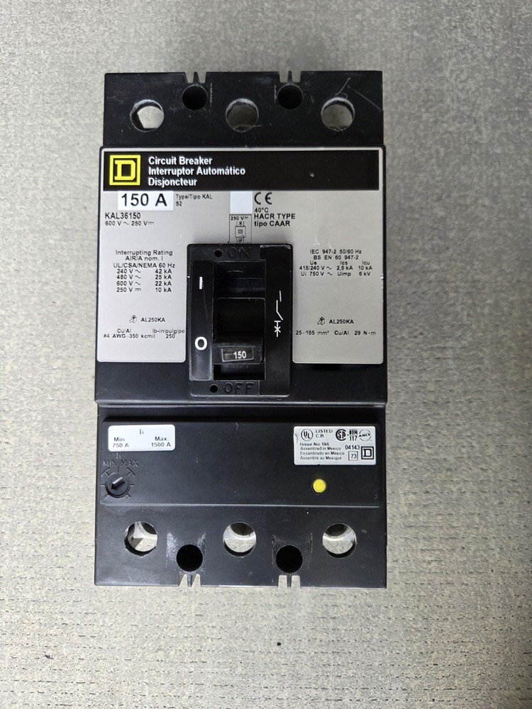 Square D KAL36150 150A 600V 3-Pole Molded Case Circuit Breaker