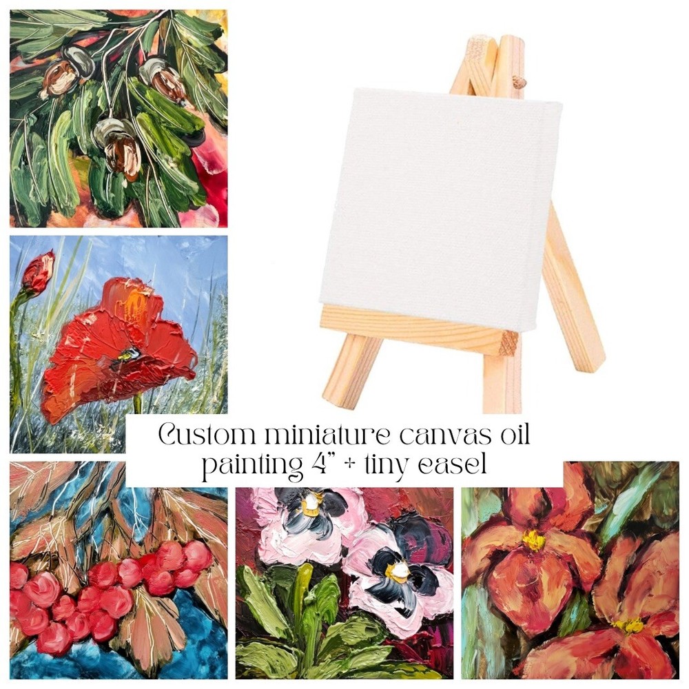 Unique Art Gift Custom Painting Personalized Gift Small Giftable Canvas Easel 4”