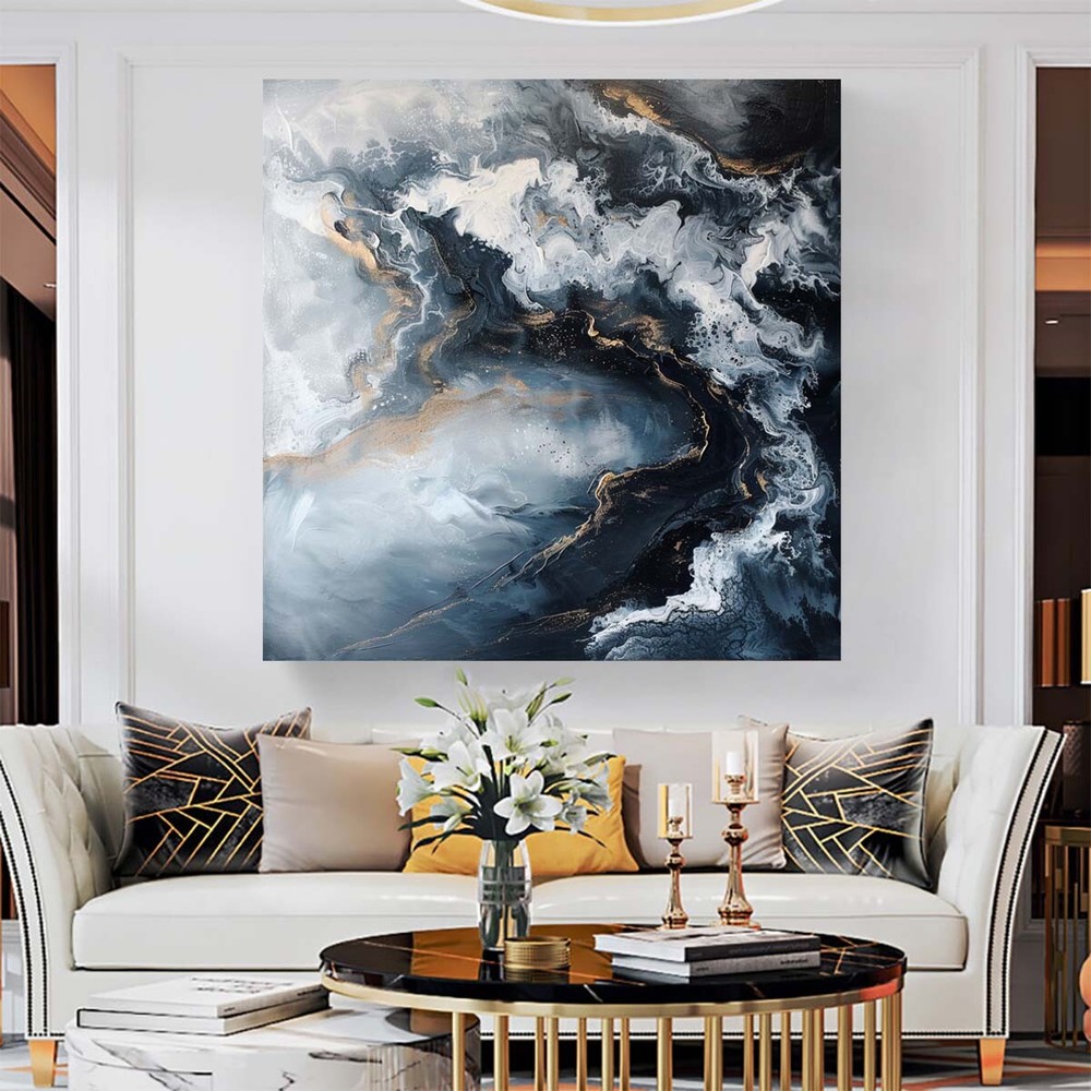 original Abstract Oil Painting on Canvas Modern Wall Decor Hand-painted Grey