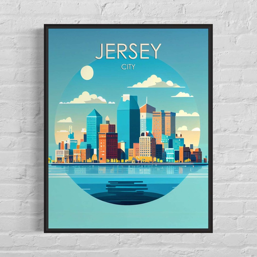 Jersey City Retro Art Print Jersey City Wall Art Illustration Jersey City