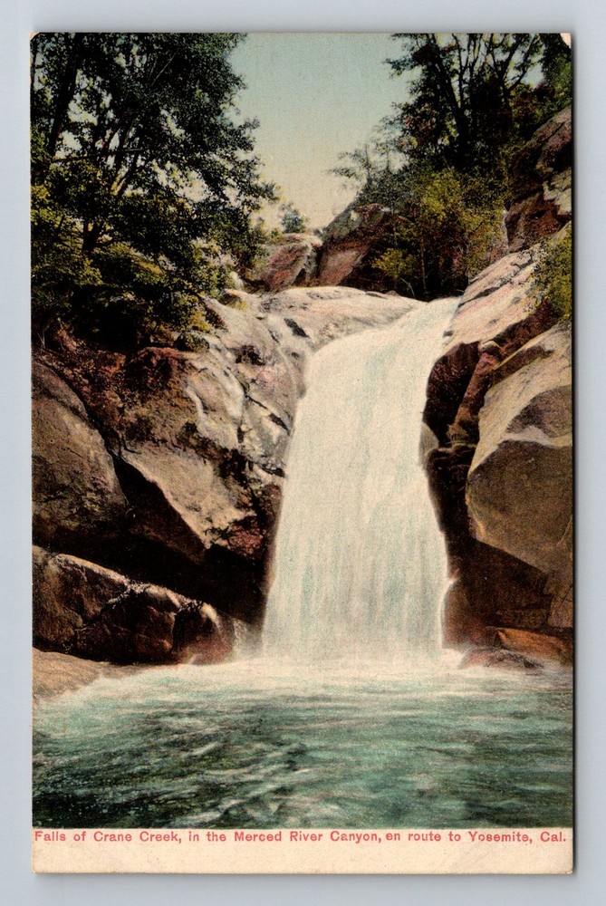 Merced River Canyon, CA-California, Falls of Crane Creek Vintage Postcard