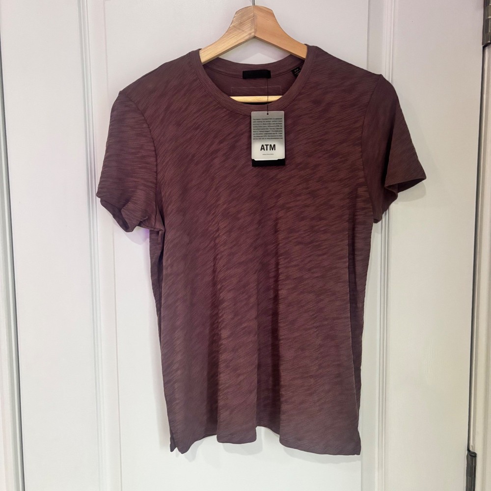 ATM Anthony Thomas Melillo Mens Slub Jersey Crew Neck T-Shirt Purple Medium NEW