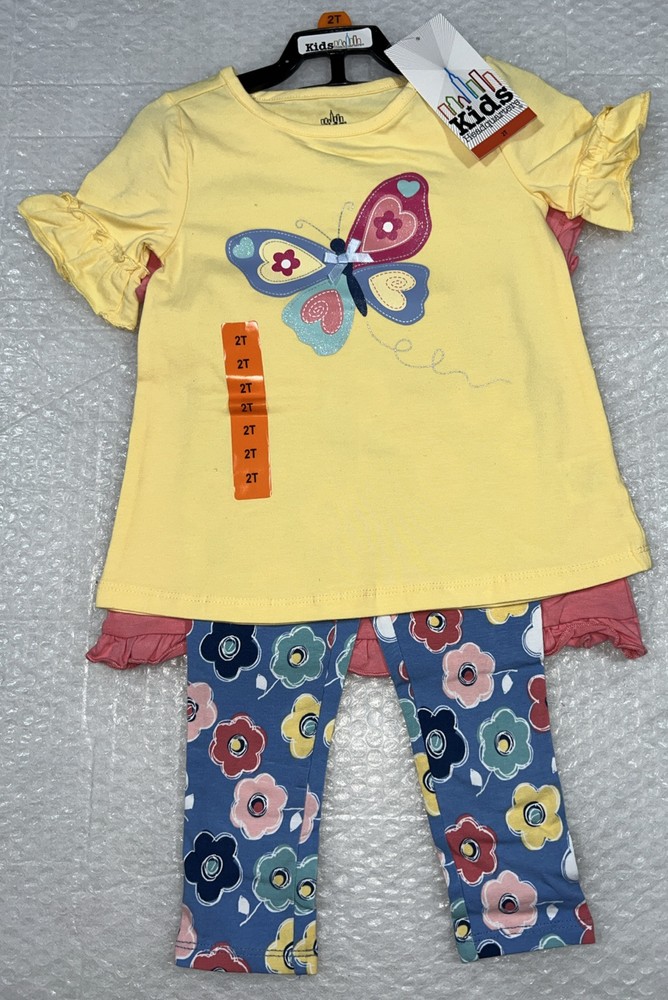 Kids Headquarters Girls 4-Piece Outfit Set  Butterfly Size 2T. New