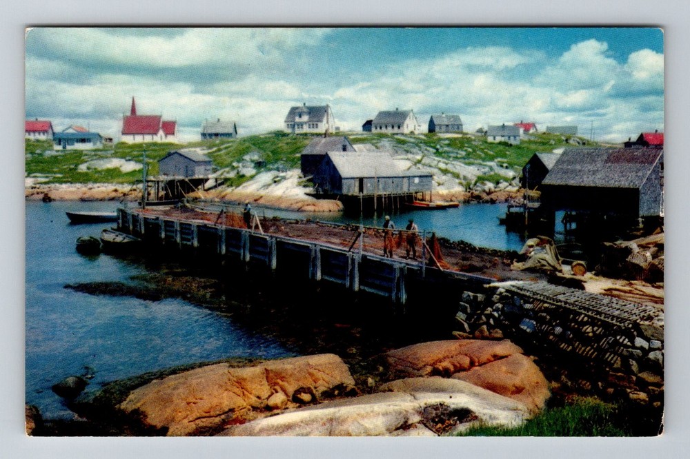 Canada- Peggy's Cove N.S. Fishing Village Painting Souvenir Old Vintage Postcard