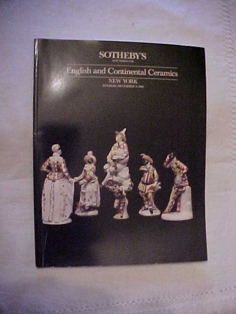 English And Continental Ceramics, (1986 Sotheby's Auction Catalog