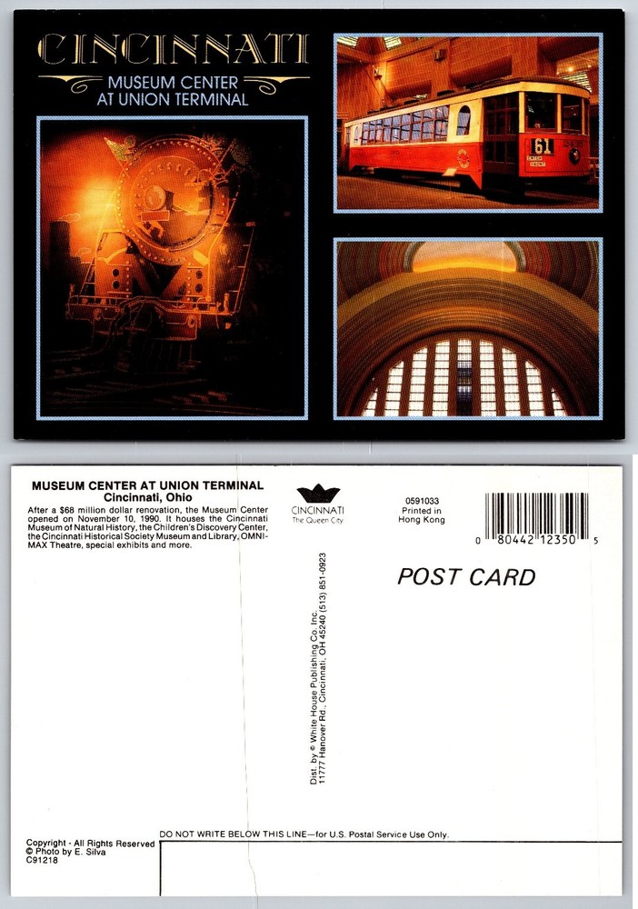 Cincinnati Museum Center Union Terminal Postcard - Train, Trolley, Architecture