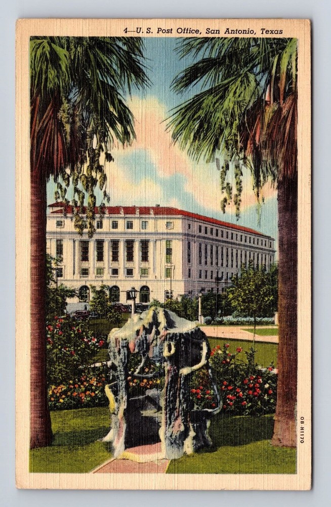 San Antonio TX-Texas, United States Post Office, Antique Vintage c1945 Postcard