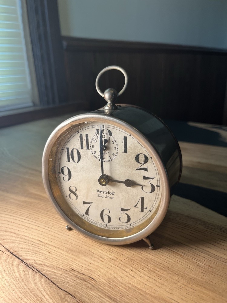 Beautiful Antique Westclox Sleep-Meter Alarm Clock Polished