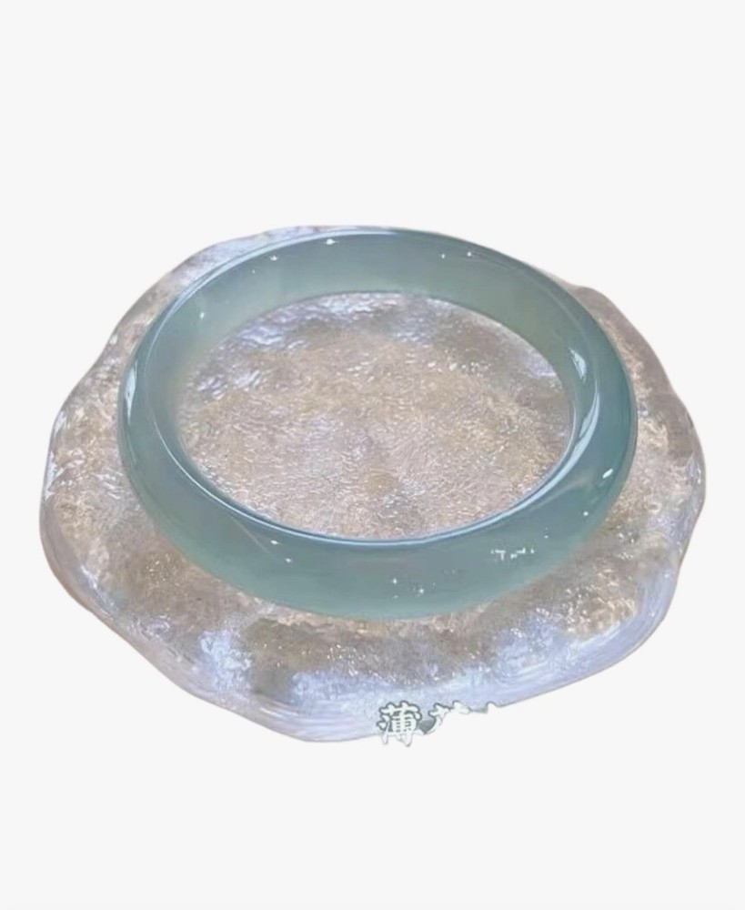 RARE Icy Blue Smooth AAA jade Bangle 60mm Round Translucent