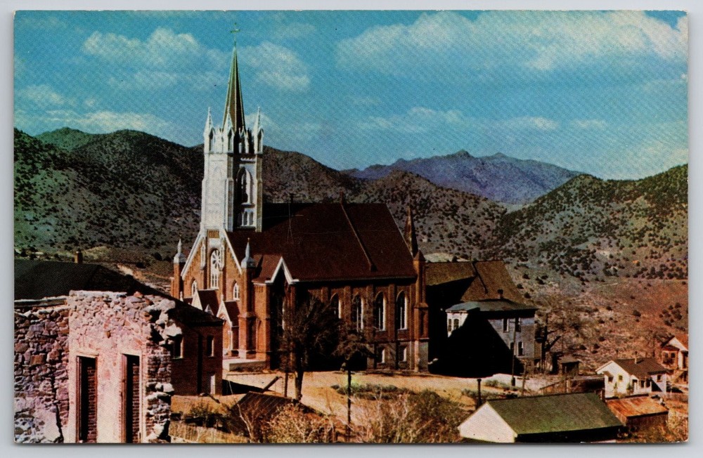 St. Mary's in the Mountains Church Virginia City Nevada Chrome Postcard