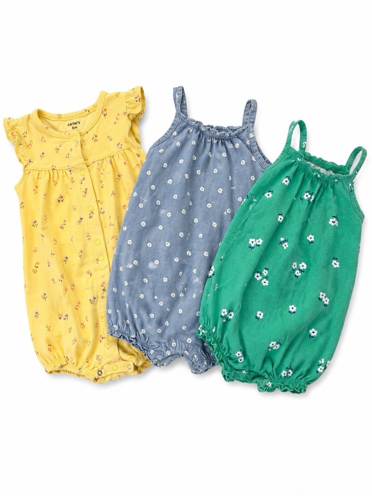Carter’s Baby Girl Romper Bundle 18M – Floral Summer One Piece Outfits Set of 3