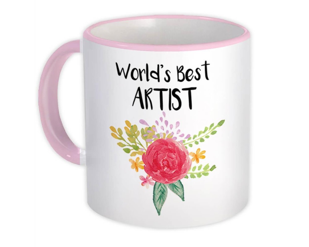 Gift Mug : Worlds Best Artist Work Job Cute Flower Christmas Birthday
