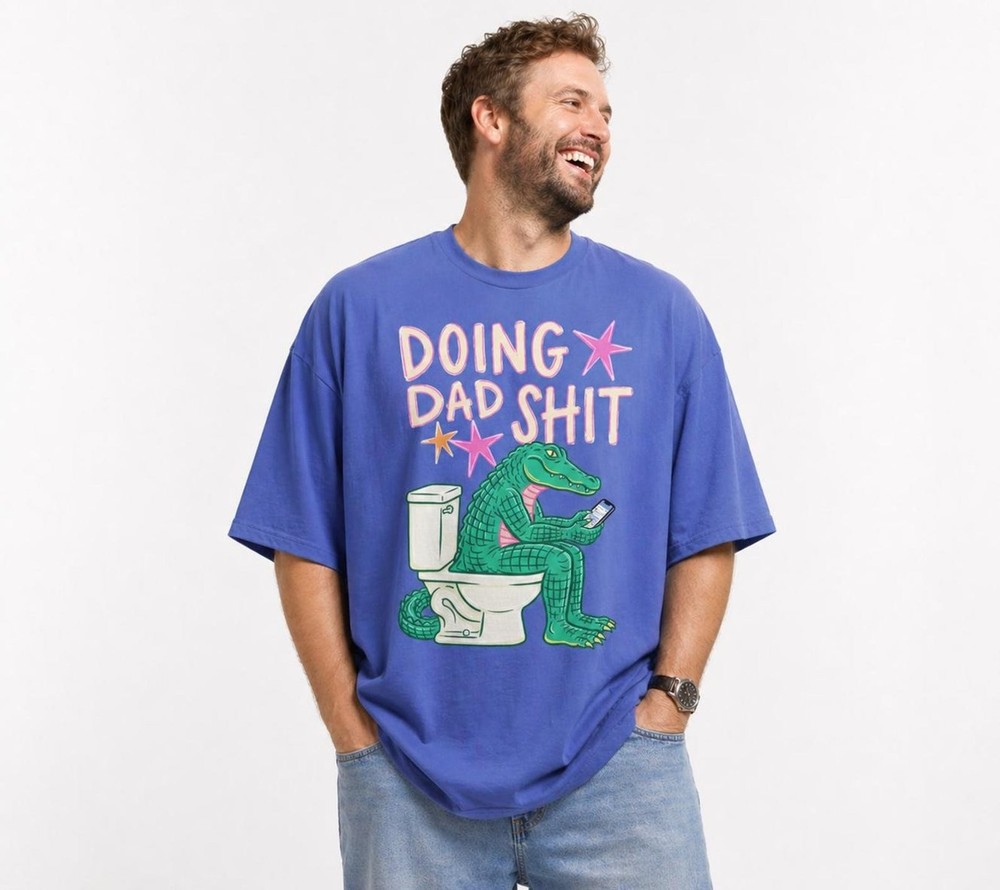 Funny Gator Toilet Graphic Tee Mens Retro Dad Father Day Gift