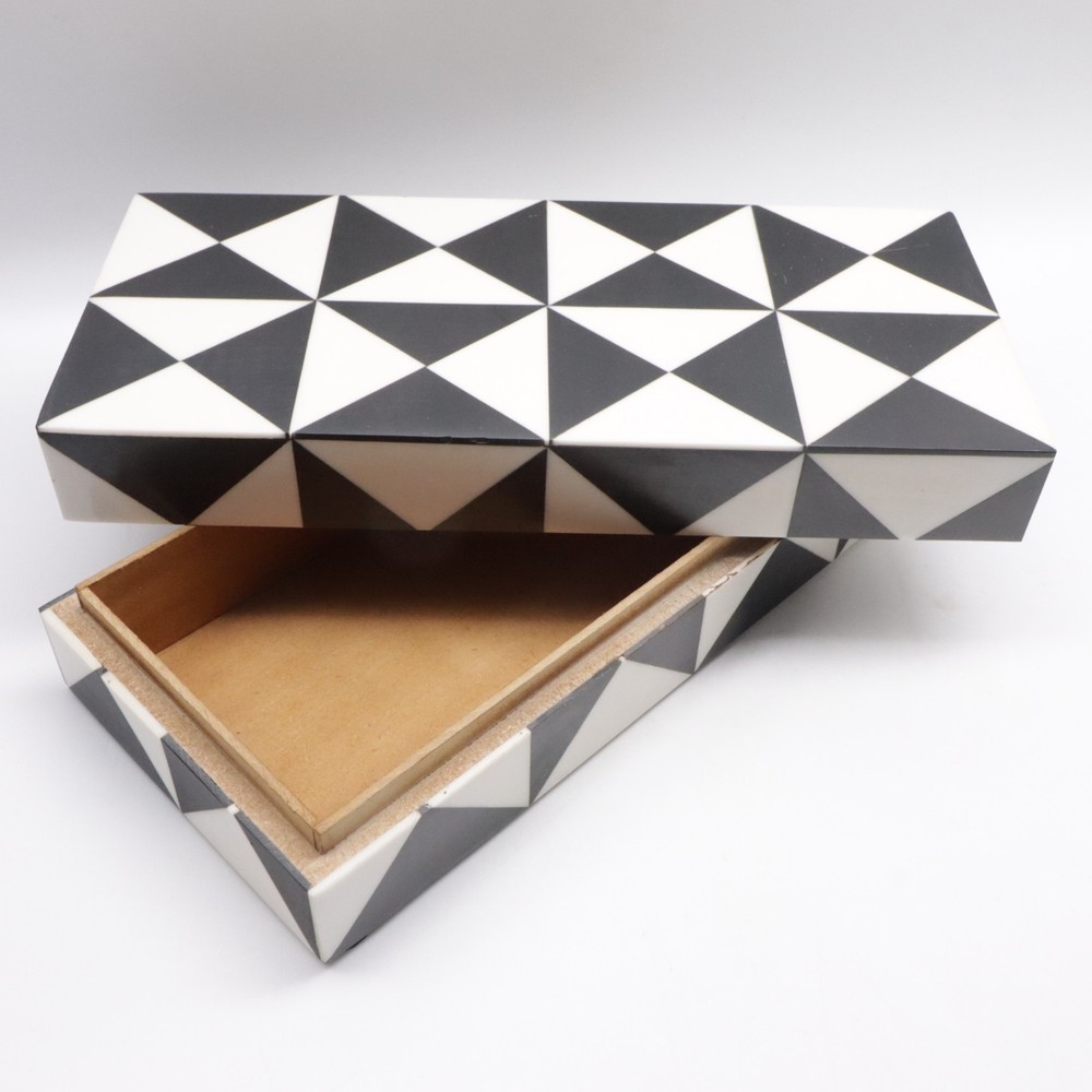 Black & White Handmade Triangle Jewelry Trinket Box