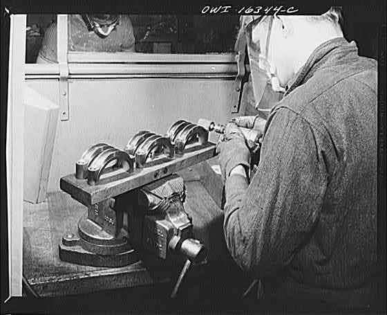 Detroit Michigan 1940s Cadillac Motor Car Division Worker Assembly Line