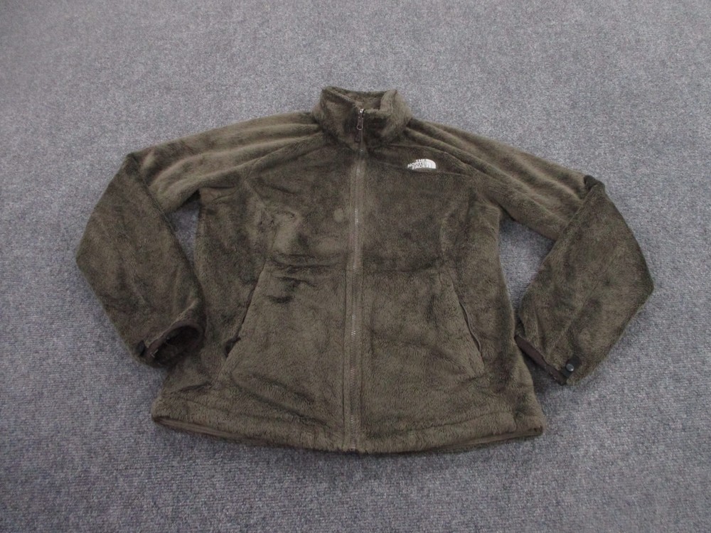 North Face Womens M Brown Fuzzy Fleece Logo Osito Jacket Coat  