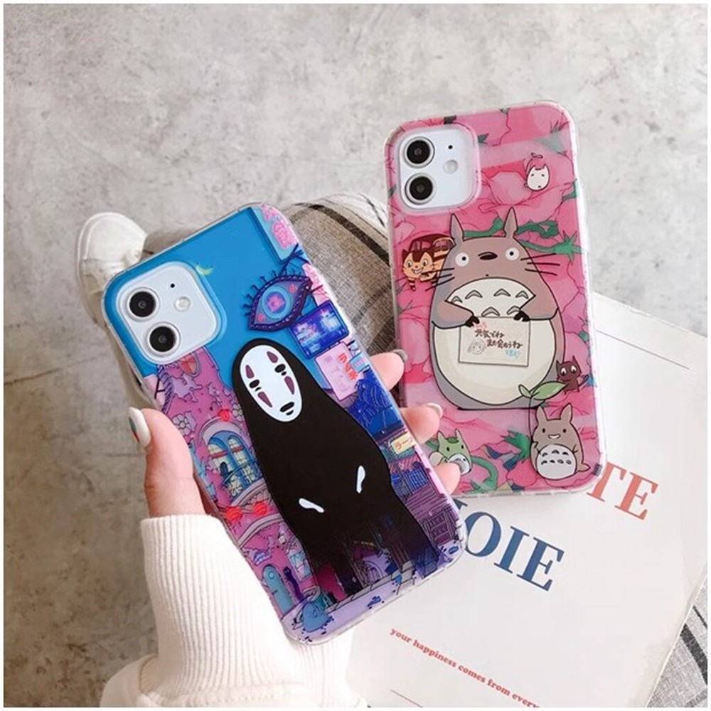 Anime Totoro No Face man Cover Case For iPhone 16 15 14 13 12 11 Pro Max Plus