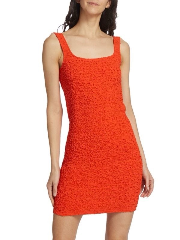 Rails Julie Popcorn Knit Sheath Dress Medium Cherry Tomato Orange bodycon mini