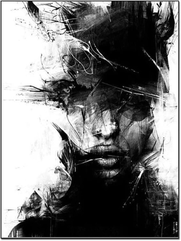 Wall Decoration Contemporary Abstract Painting Black and White 24