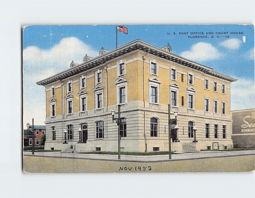 Postcard US Post Office & Court House Florence South Carolina USA