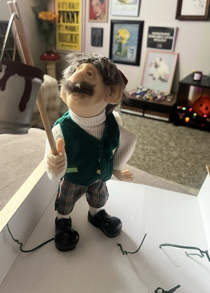 Zim's The Elves Themselves Elf Christmas Figurine Boxed Plaid Fabric 1999