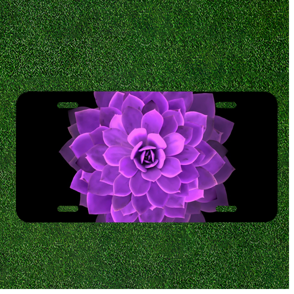 Custom Personalized Auto Tag With Amazing Purple Flower Illusion Design