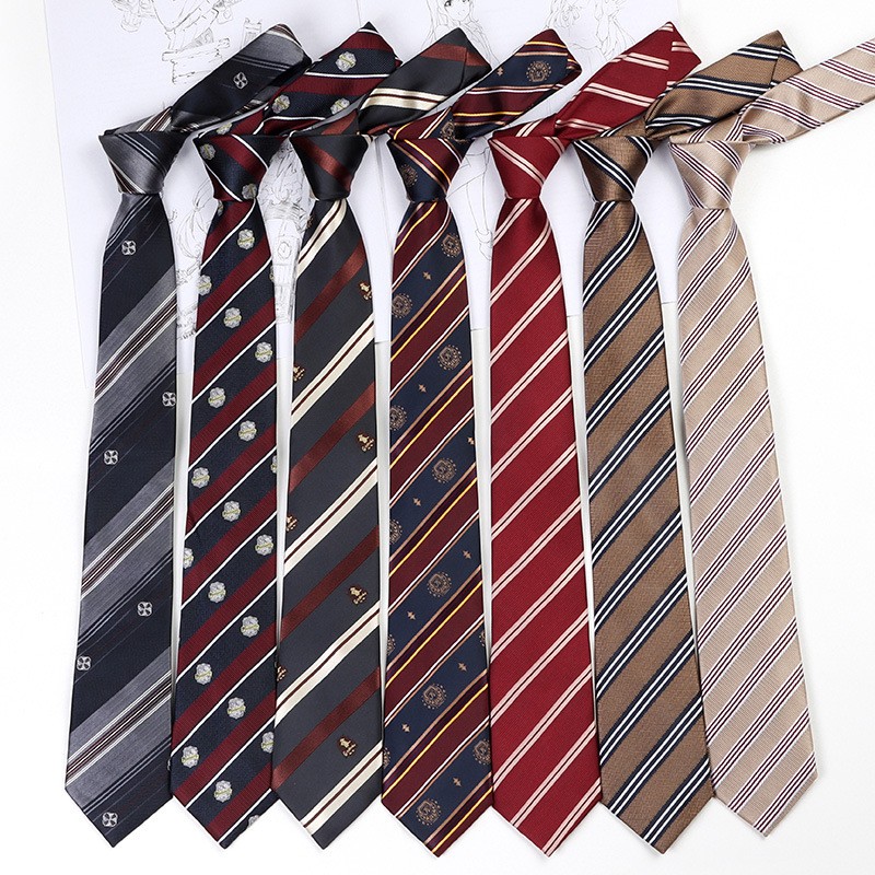 College Style Striped Men's Tie Uniform Necktie 7cm Football Stripes Gentleman