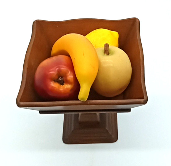 Vintage Mid Century Wooden Pedestal Fruit & Nut Serving  Dish Square
