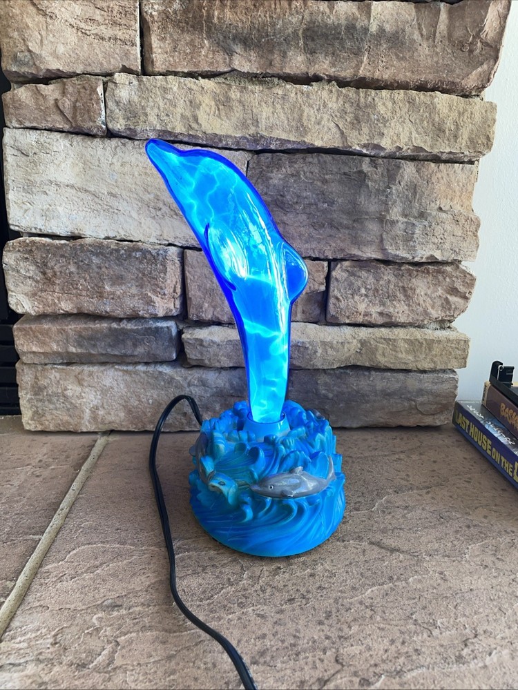 Vintage Lumisource Glass Dolphin Plasma Lamp Electric Light 11.5” Tall