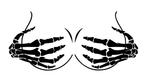 Skeleton Hands Gripping Boobies Vinyl Die-Cut Sticker Decal