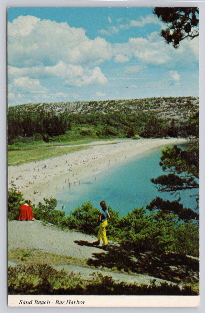 Sand Beach Bar Harbor Acadia National Park Maine Vintage Postcard-image