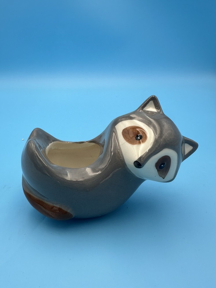 Art Deco Ceramic Raccoon Succulent Planter for Gardening Decor