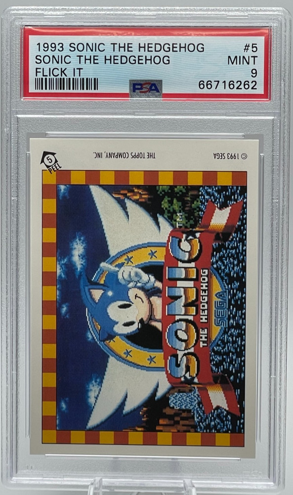 1993 TOPPS SONIC THE HEDGEHOG #5 “FLICK IT” PSA 9 Mint