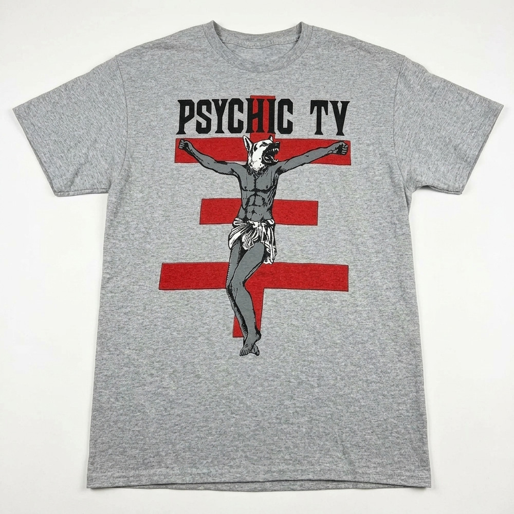 00S Psychic Tv T Shirt Vintage Band T Shirt Gray Full Size S-5XL BO1551