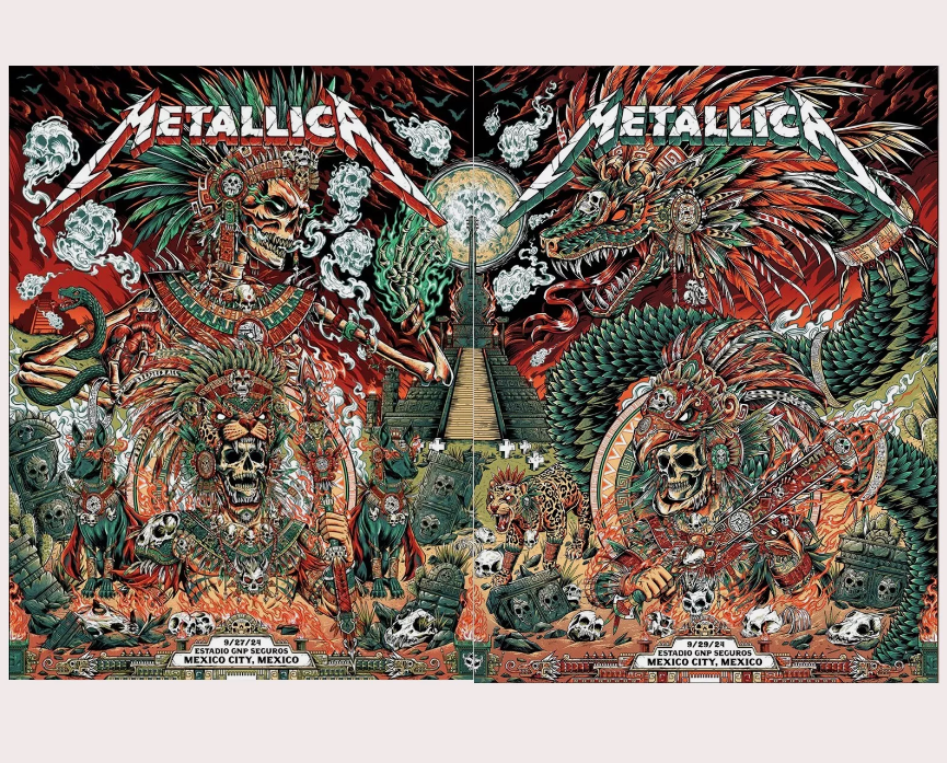 Custom Metallica Estadio Gnp Seguros Mexico City Sep 27, 29 2024 Poster 2