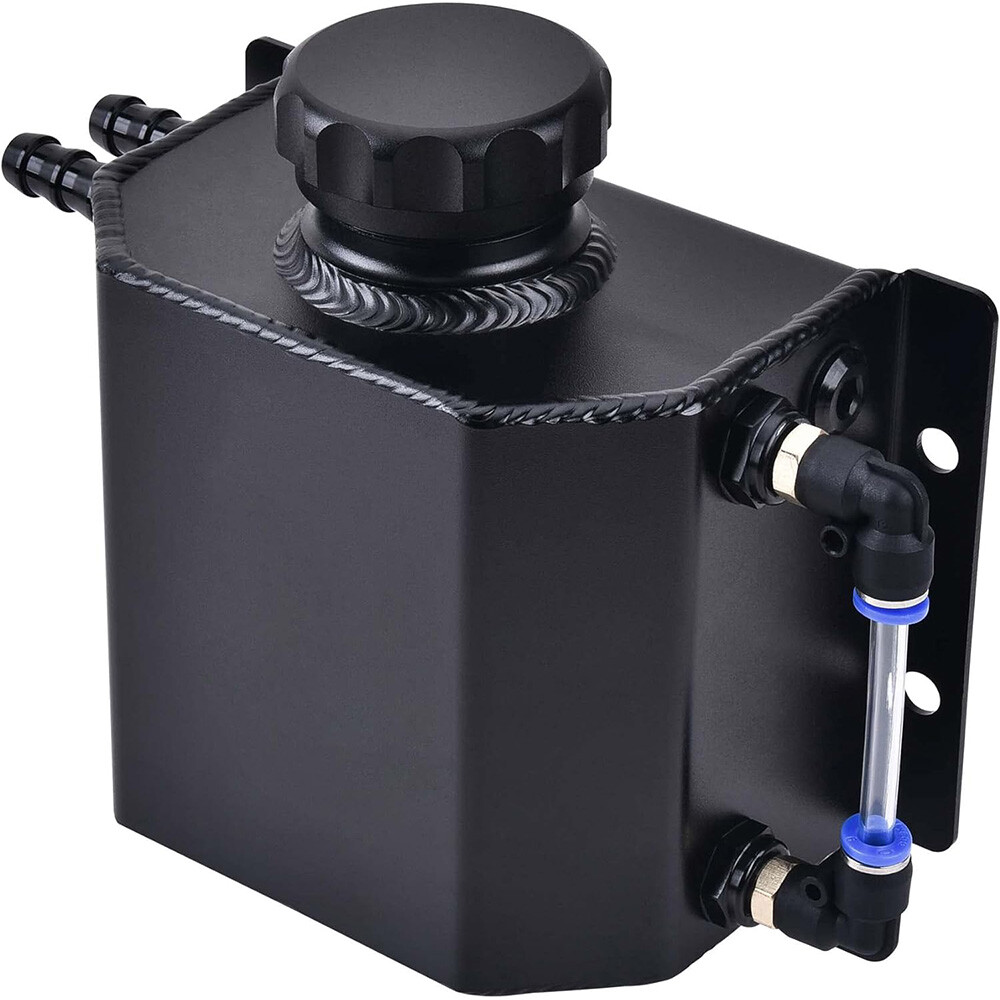 1L Black Aluminum Radiator Coolant Overflow Bottle Recovery Water Tank Reservoir