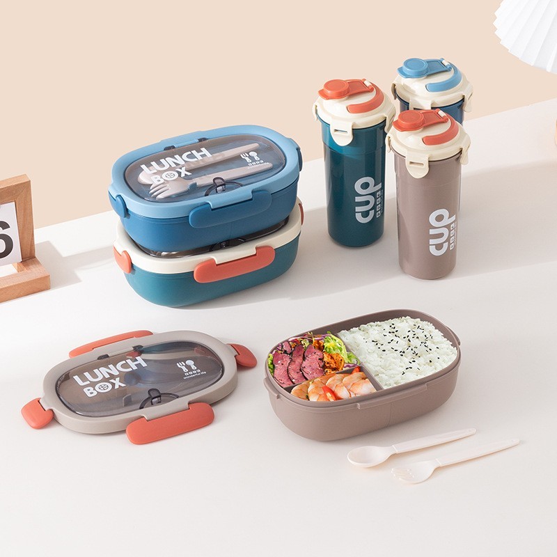 Leakproof Bento Lunch Box Set with Utensils & Water Bottle for School Office Travel  